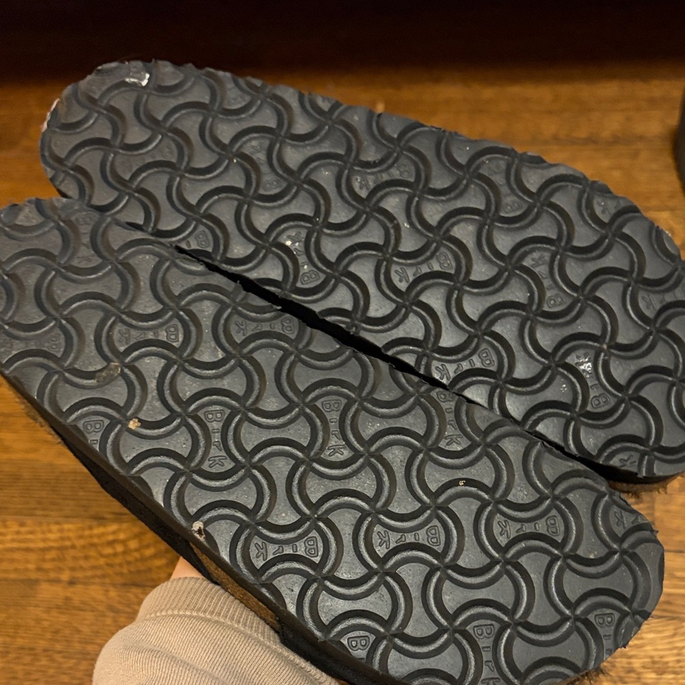 Birkenstock Papillio Daytona Black Shearling Slide Sandals - Picture 3 of 7
